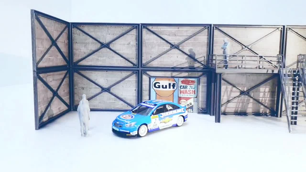 1:43スケールのモジュラーガレージジオラマモデルキット、コンクリート
