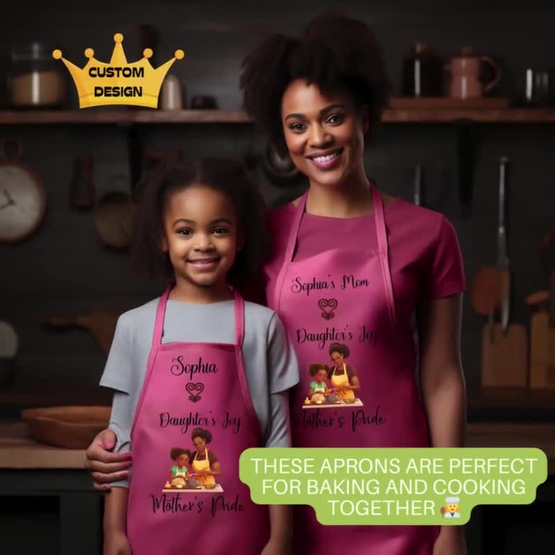 Aprons Mother Daughter Chef Kitchen Adult and Kid Cooking Baking Mommy and  Me (Size 3-7 years)