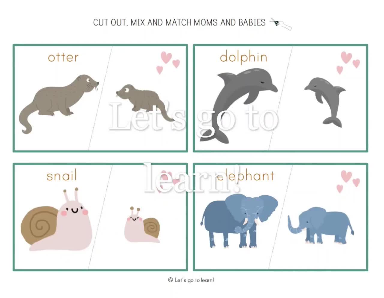 Mama & Baby Animal Matching Cards Montessori by Project Based Primary LLC