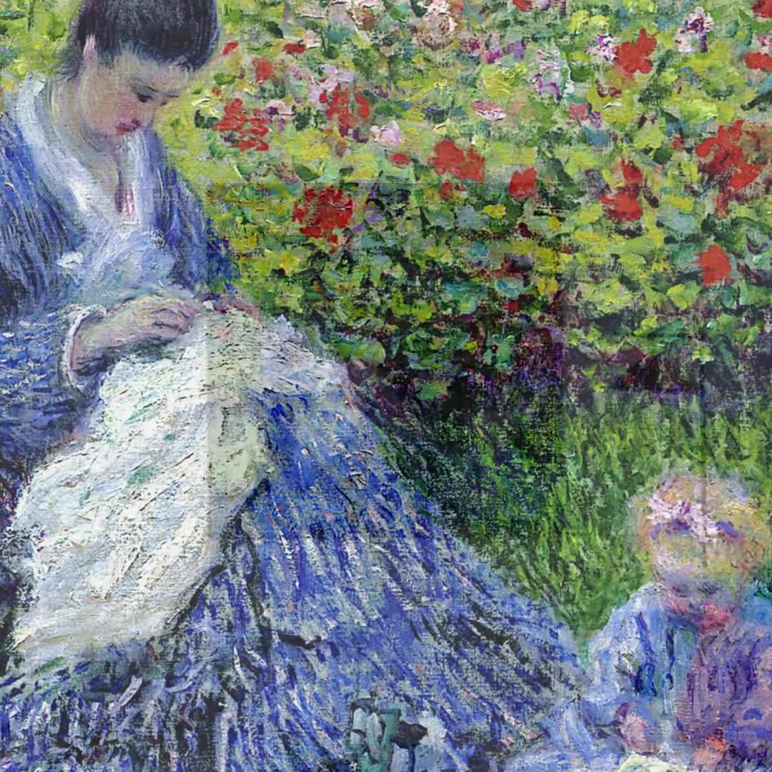 モネ「カミーユと子供」版画：印象派の庭園風景（デジタルダウンロード