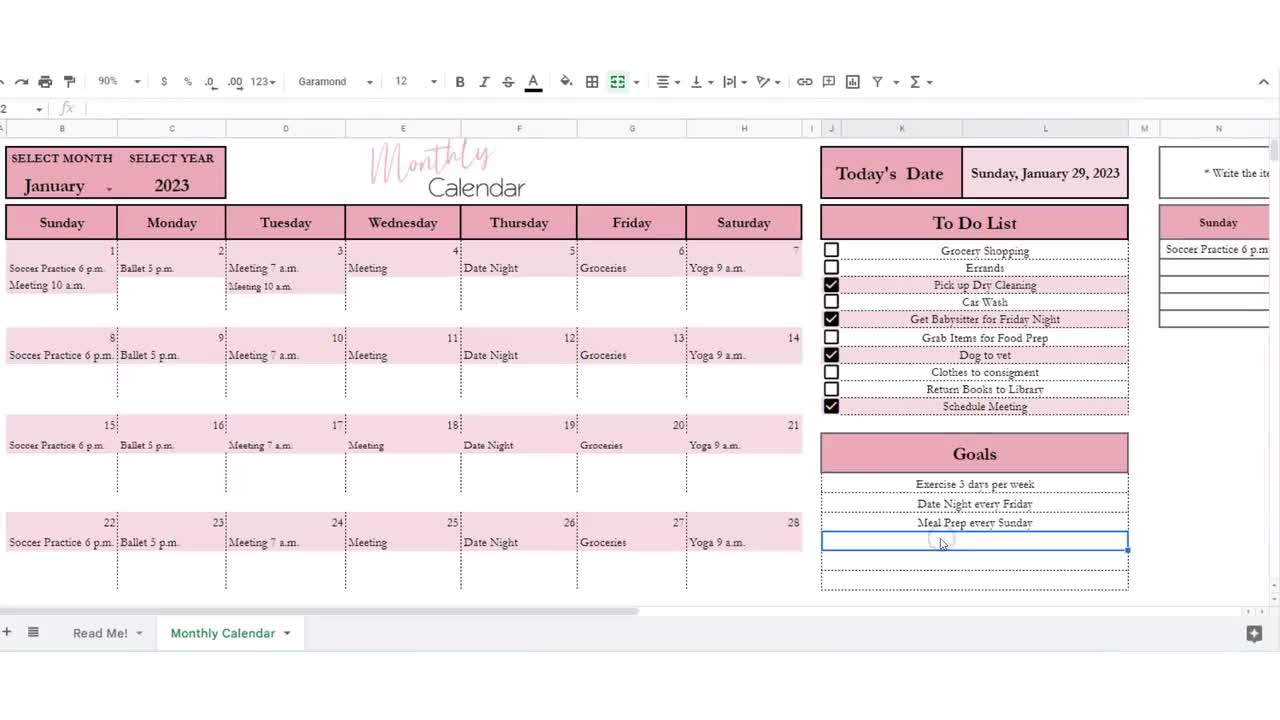 Monthly Calendar Google Sheet, Monthly Calendar Template, Calendar Template,  Calendar Google Doc, Monthly Schedule, Calendar Template Excel - Etsy