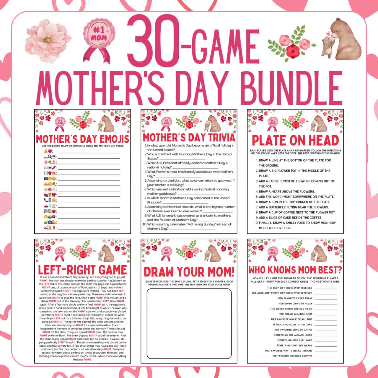 30 Mother's Day Games | Mother's Day Game Bundle| Printable Mother's Day Games | Ways to Celebrate Mom Games | Family Mother's Day Games video poster