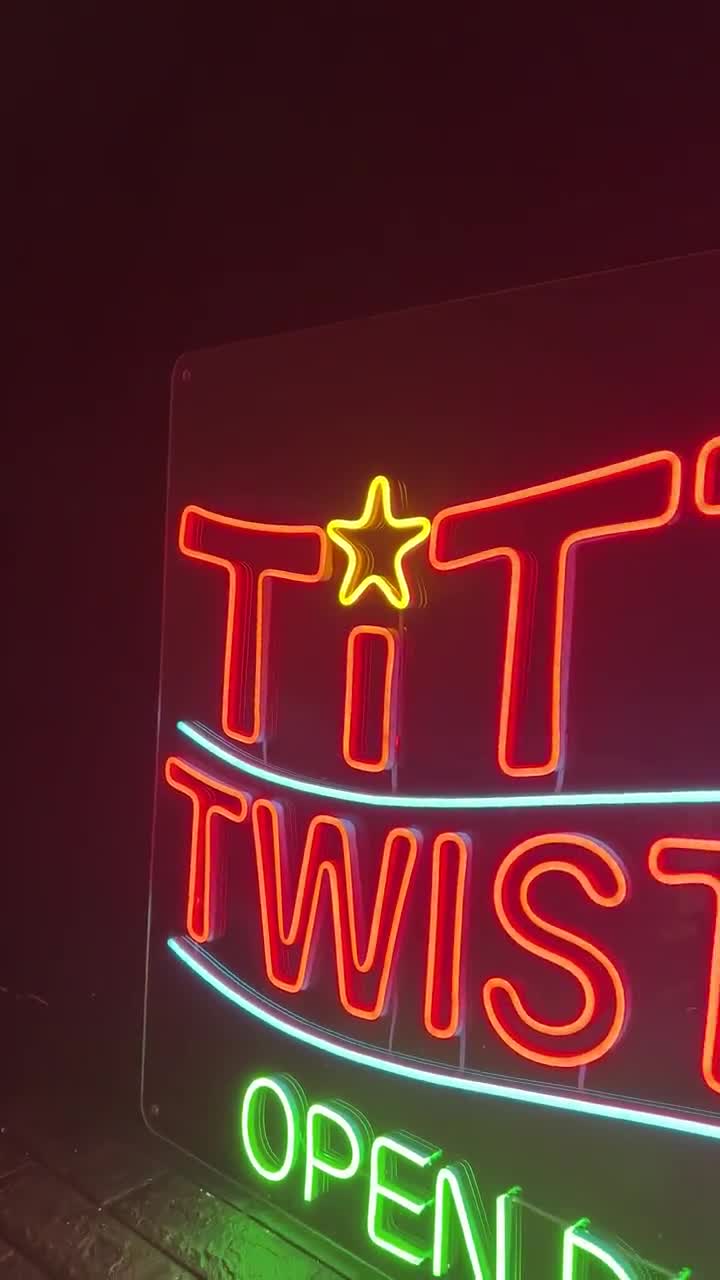 Titty Twister Neon Sign, Retro Bar LED Light, Vintage Wall Art
