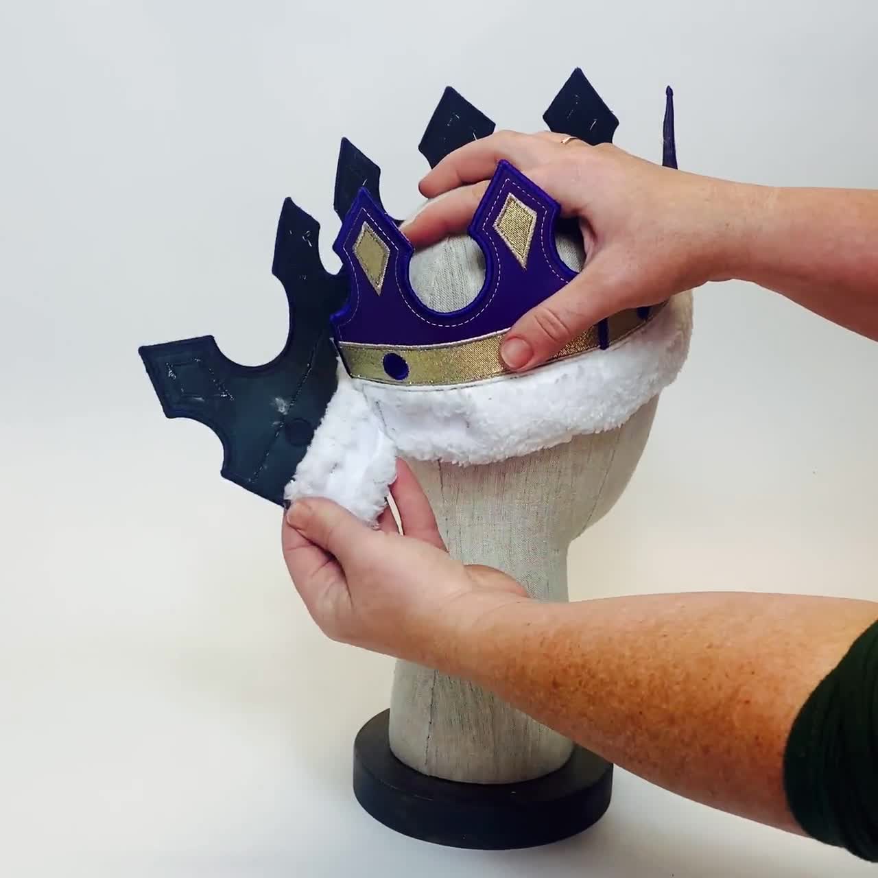 Deluxe Medieval King Crown W/ Metallic Jewels and White Trim