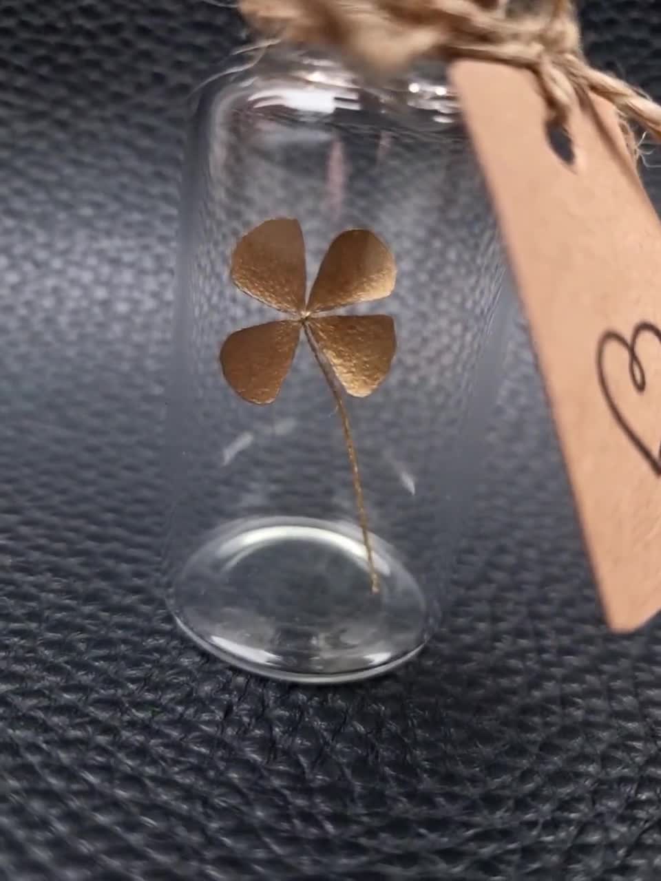 Quadrifoglio Portafortuna In Vetro Con Luci LED – Regalo Fatto A Mano Per Auguri, Esami E Nuovi Inizi