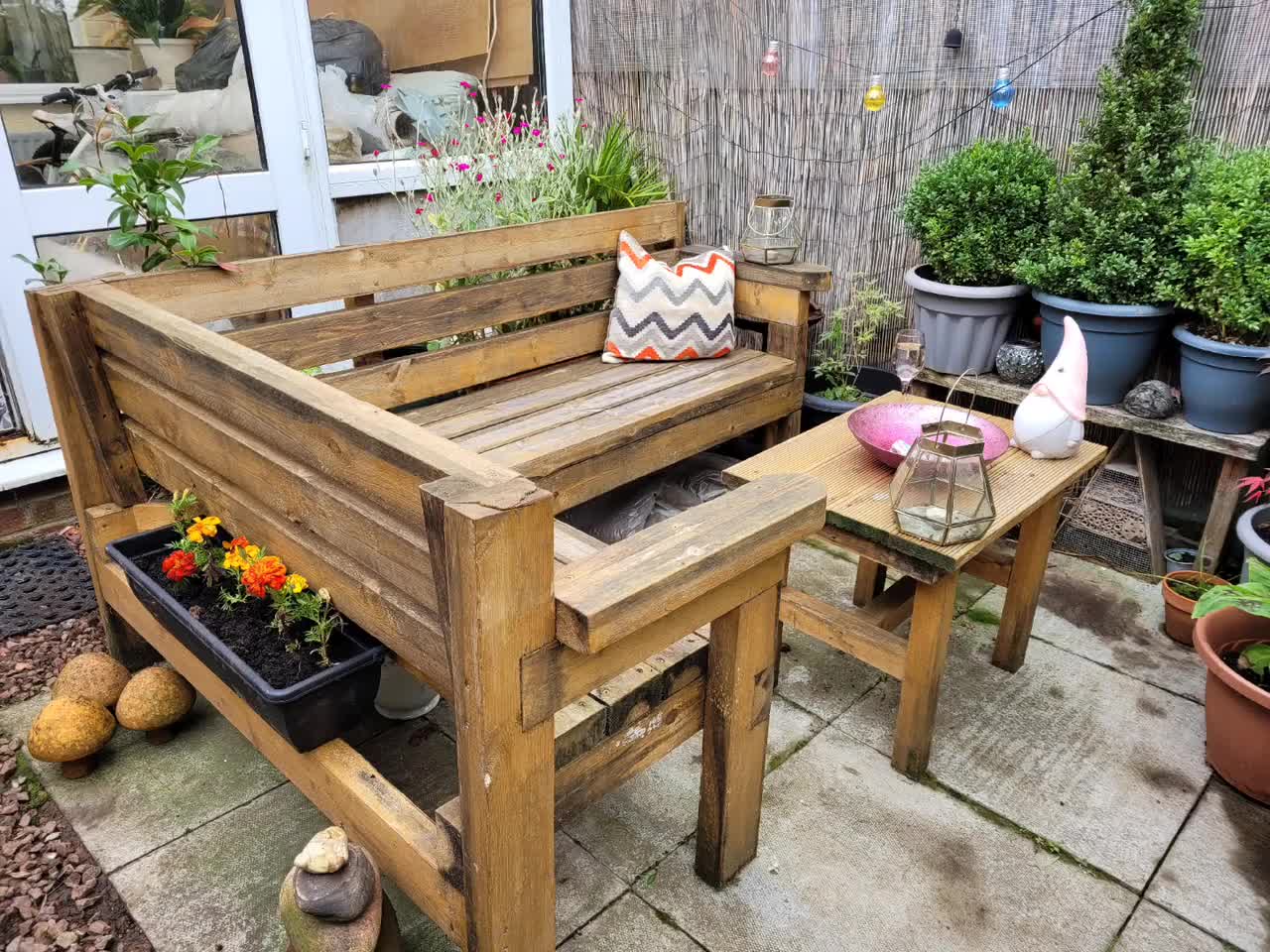 Garden Sofa L shape Wooden Corner Unit Outdoor Bench