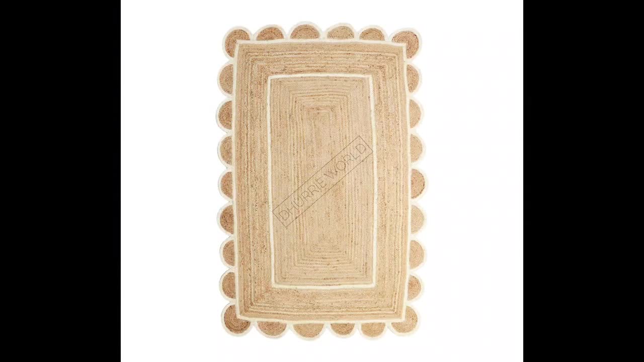 Buy Scalloped Jute Rug, Scallop Jute Rug, off White Scalloped Rug