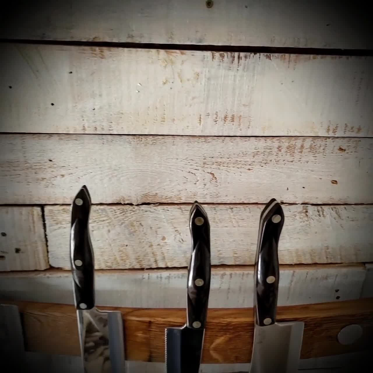 Wine/whiskey barrel magnetic wood Knife holder