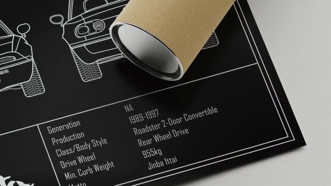 Mazda Miata NA Blueprint Poster - Etsy