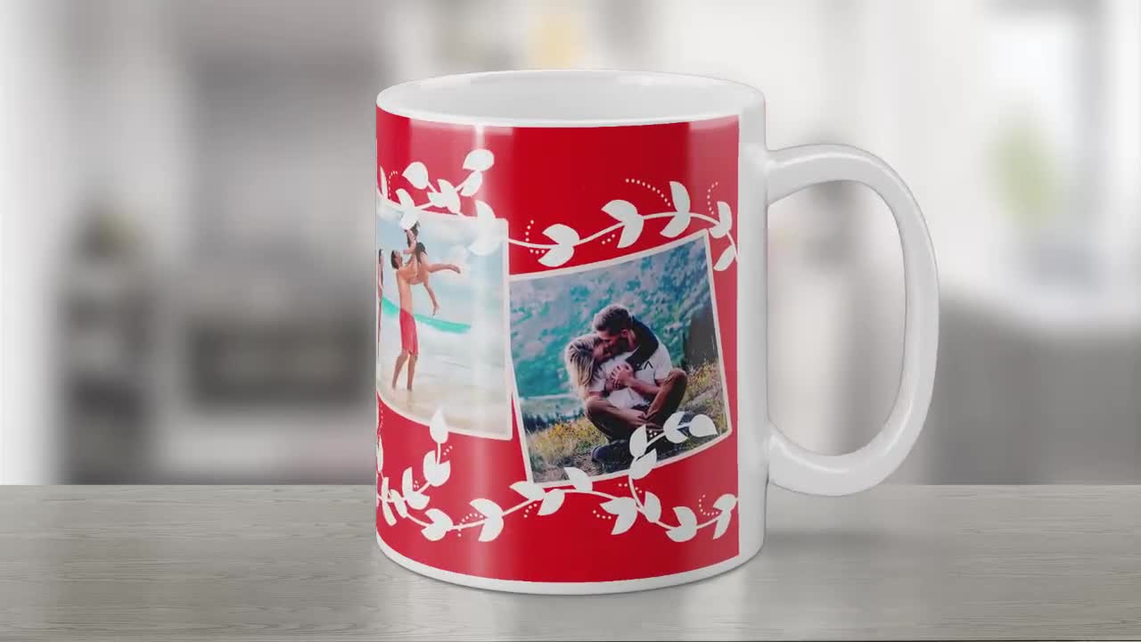 4 Photo Coffee Mug Sublimation Design, Picture mug wrap, Photo mug png,  Digital template for sublimation in Mugs