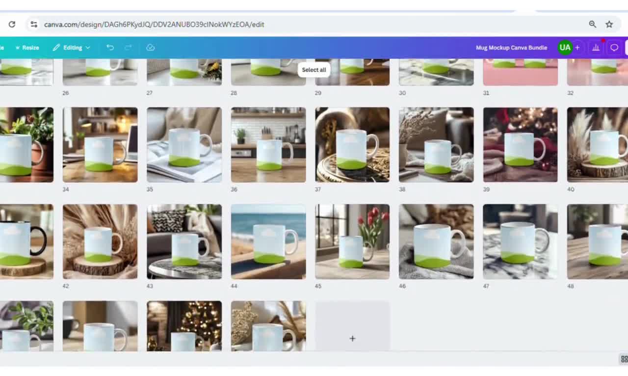 50 Mug Mockup Canva Editable Bundle, White Mug 11 oz Mockups, Coffee Mug Mockups, Customizable Mug for Small Business, Canva Drag and Drop video poster