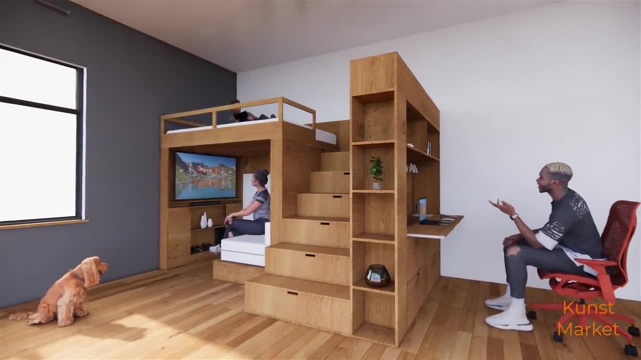 Furniture multisang Versatile Single Bunk Bed Full Size Upper 54 X 75 TV Playstation Library Study Desk DIY Build Plans Etsy