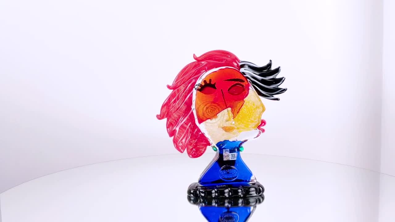 ムラーノガラスの顔の彫刻：カラフルな現代アート（10.62インチ