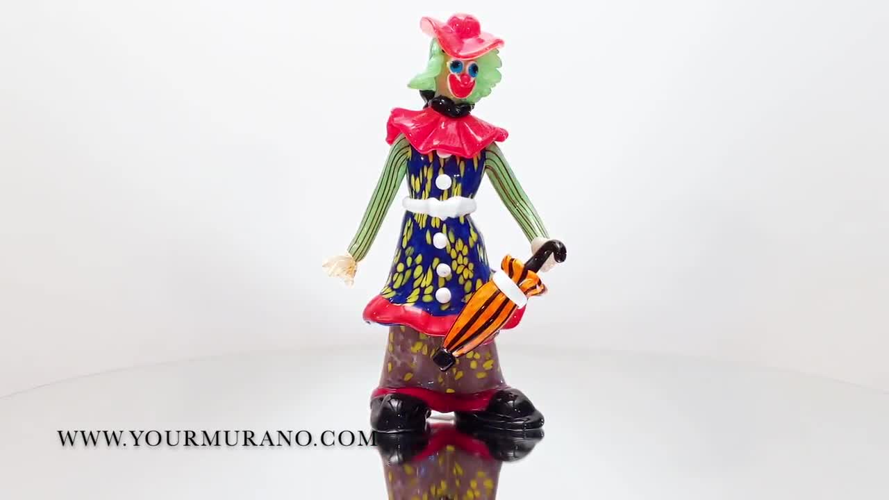 Murano Clown with Umbrella, newest Very Rare, 6.5