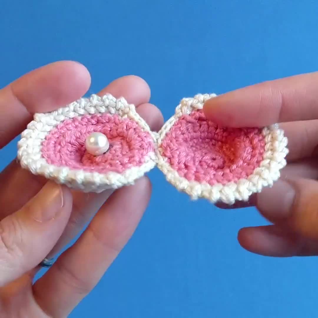 Shell With Pearl Crochet Pattern, Amigurumi Mussel With