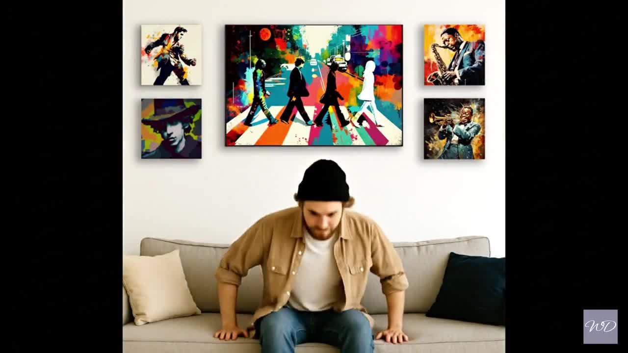 鳥 - ジャズ絵画 - ジョン・コルトレーンがサックスを演奏する準備