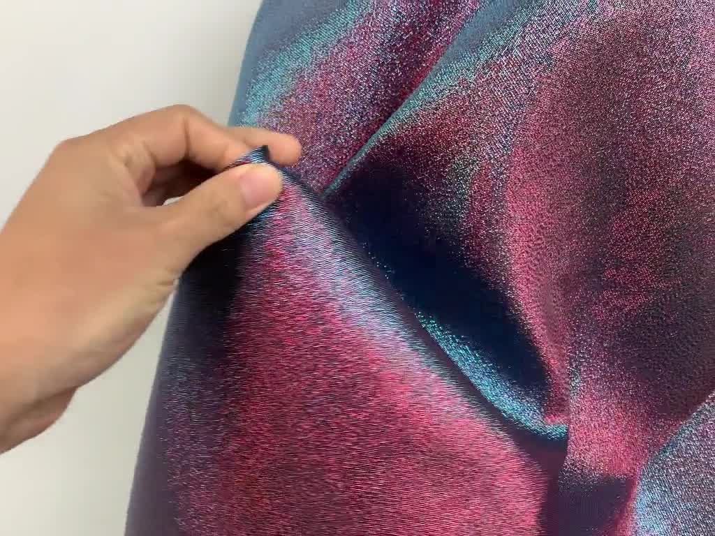 Iridescent Jacquard Fabric Polyester Metallic Thread 58