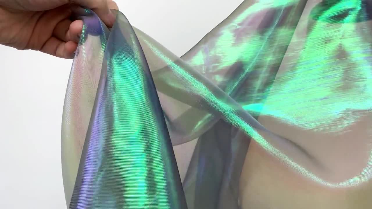 Holographic Rainbow Reflective Material Colorful Gradient Creative Fabric  140 X 140 Cm 