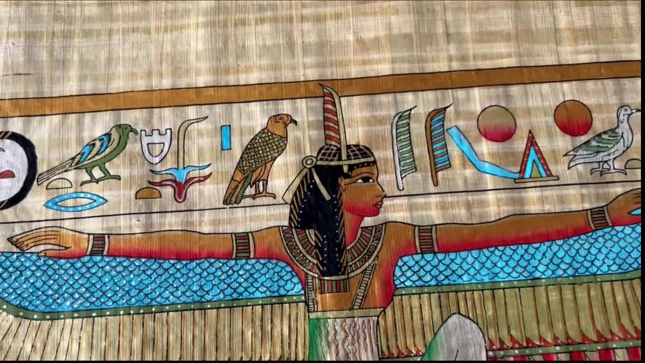 特大マアトの翼 - 翼を広げたエジプトの女神マアトのパピルス 特大マアトの翼 - 翼を広げたエジプトの女神マアトのパピルス