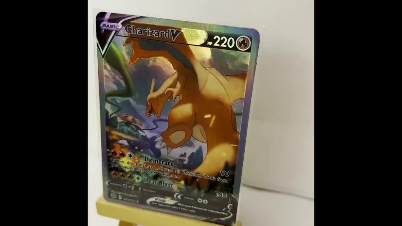 cornice porta carte pokemon, charizard v 154 172