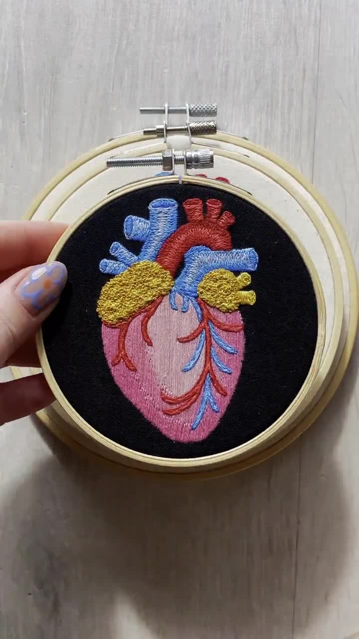 Anatomical Heart Embroidery Pattern PDF Guide Step by Step