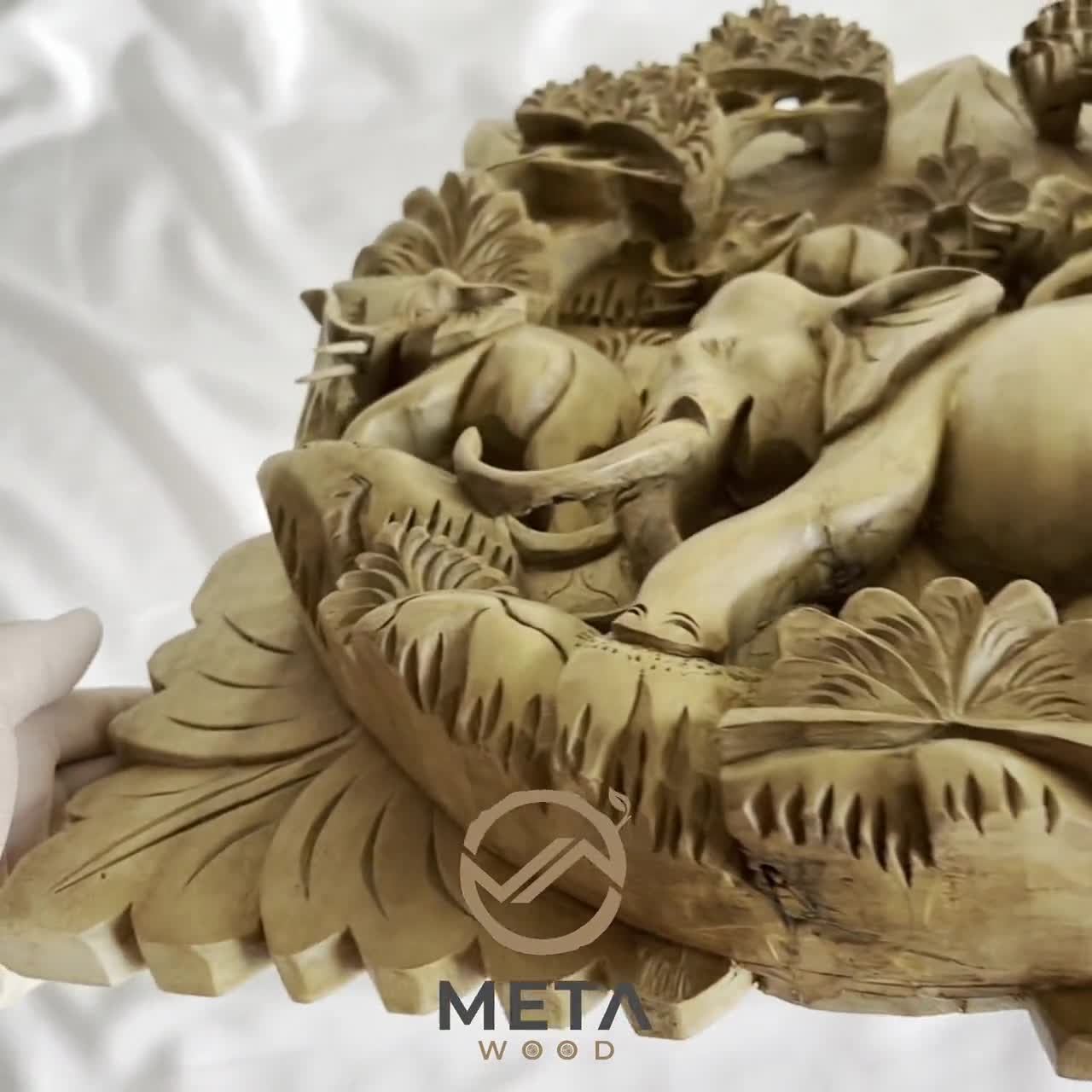 Hand Carved Balinese Wood Relief, Wall Mural Trip of Elephant Family – Meta  Wood