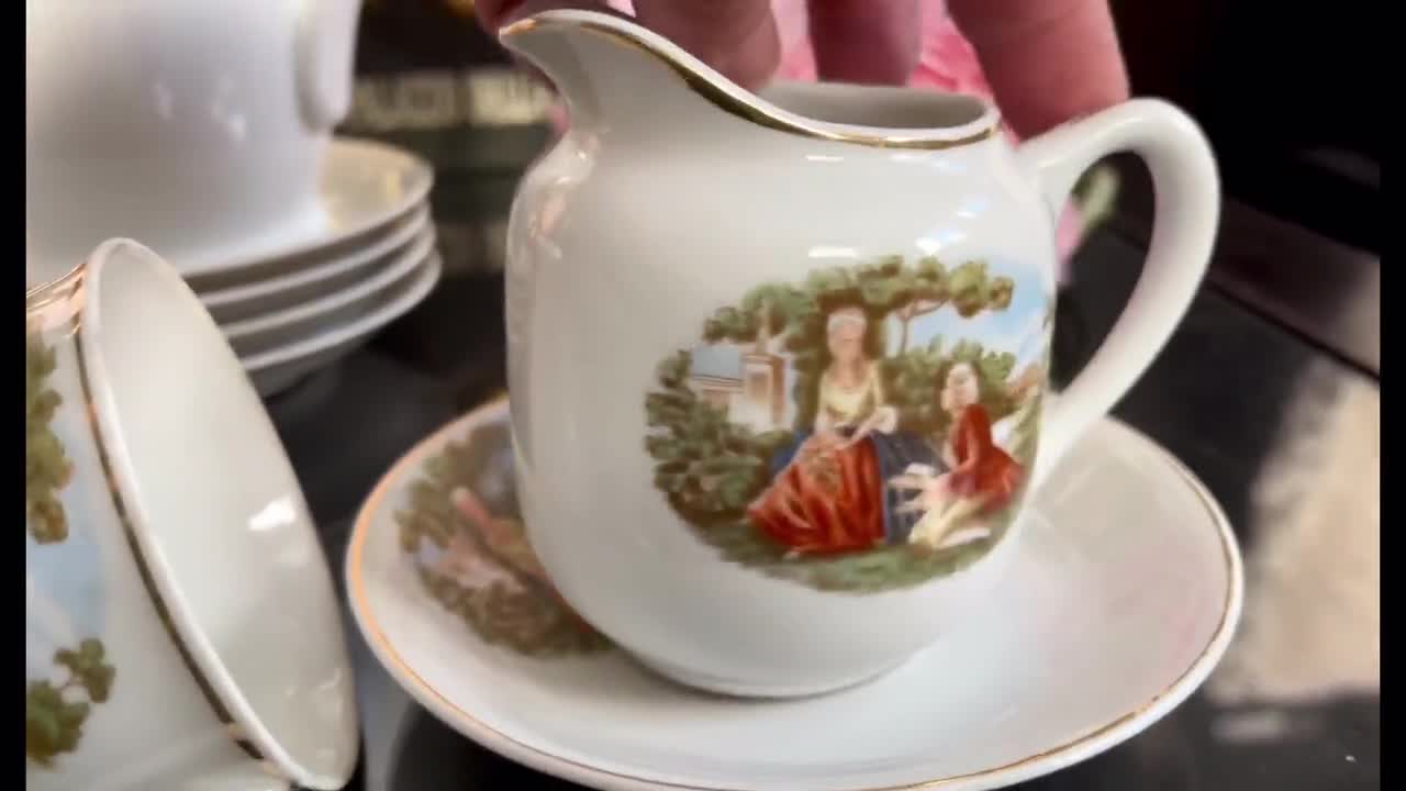 Juegos de regalo de té de café de cerámica de porcelana de 8 piezas, juego  de taza de té y platillo, servicio para 4, tetera de boda, jarra de crema