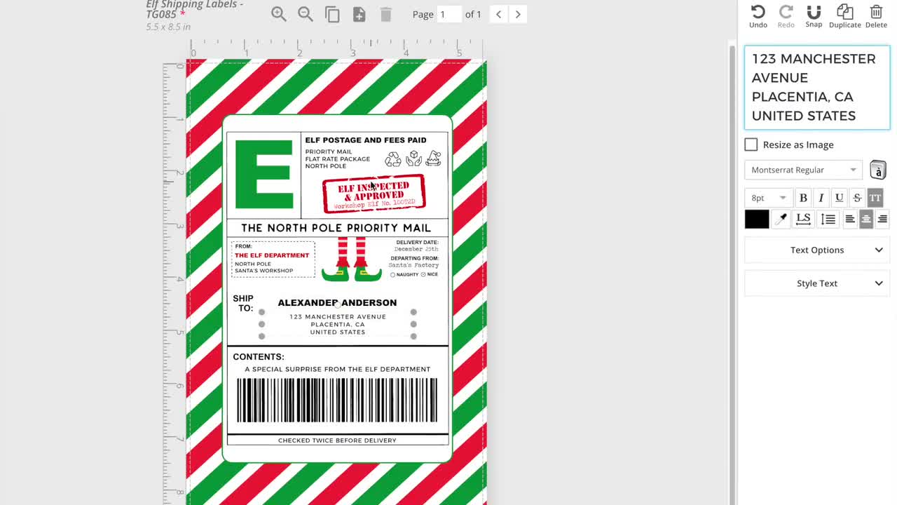 Elf Mail Shipping Labels North Pole Large Gift Tag Editable Template, –  Puff Paper Co