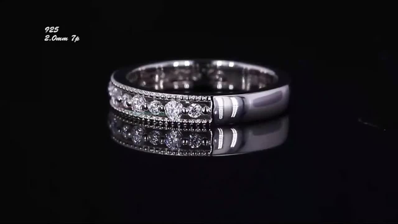 Fedina Nuziale A Eternità Con Diamante Rotondo Brillante Da 4,40 Carati - Foto 5