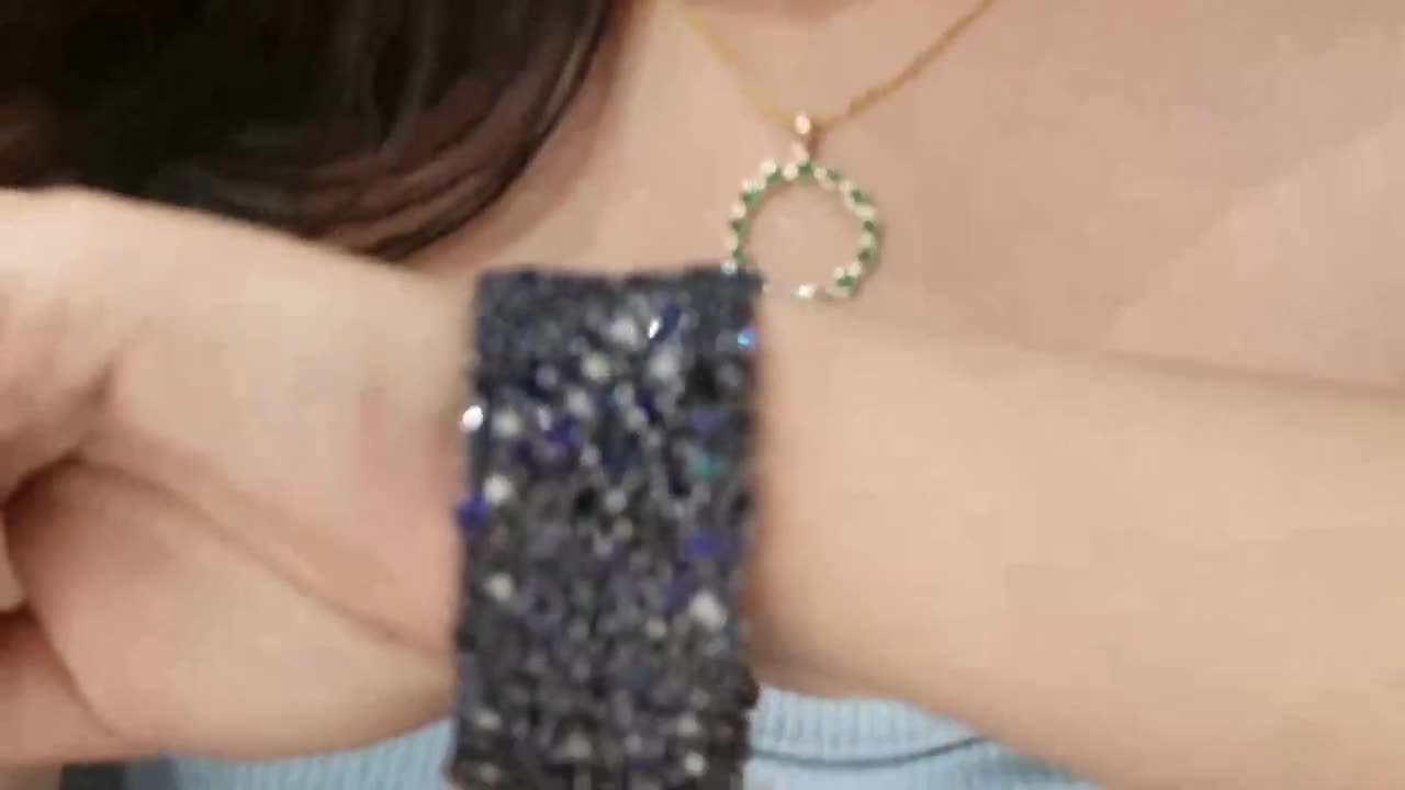 ブルーサファイアダイヤモンドブレスレット：925スターリングシルバー 