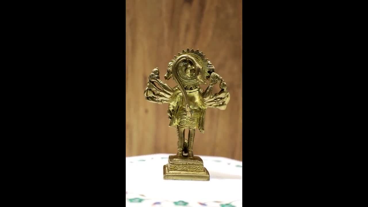 真鍮製のハヌマーン神の像、バジュランバリの置物、15 CM 真鍮製の