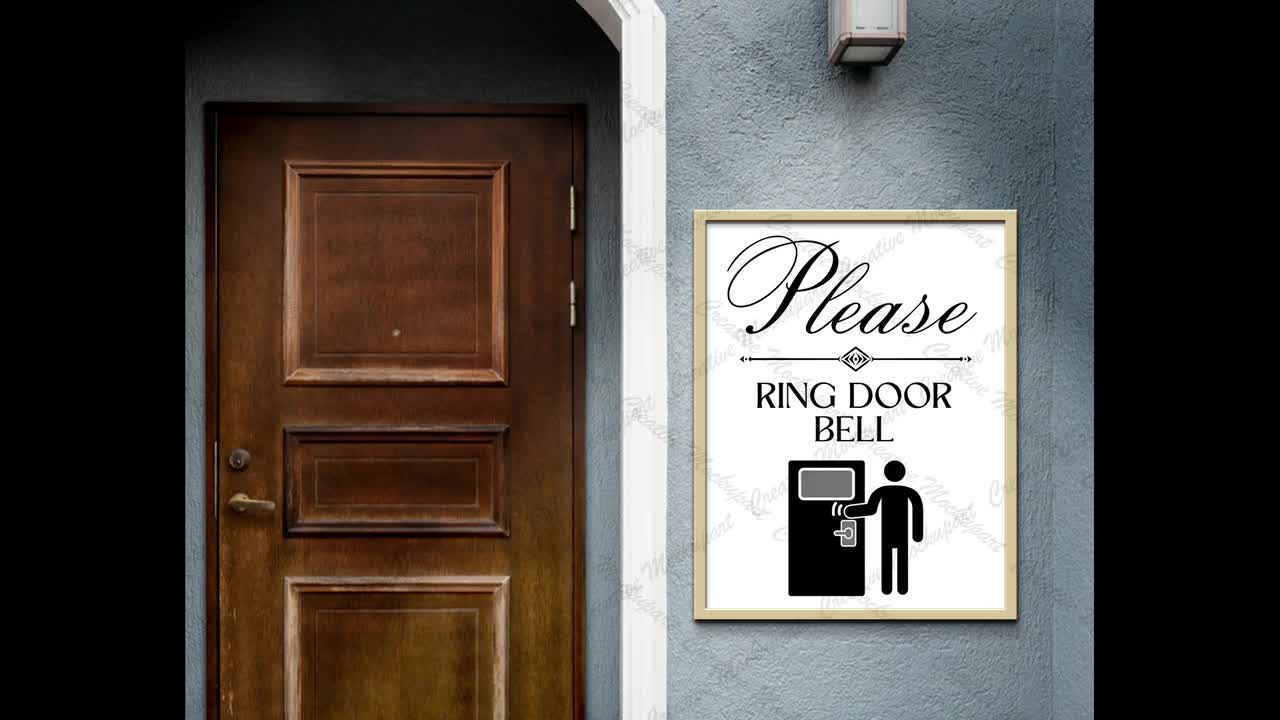 Door Bell Door Mounted Home Décor Plaques & Signs Please Ring Bell With Right Arrow Sign Plaque - 5 Sizes, 30 Colors, Adhesive Door Sign Custom Door Instruction Plaque - Foto 8