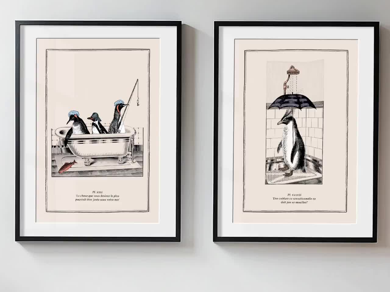 Impresión de pingüinos lindos, arte de pared para baño, impresiones de  animales lindos, arte surrealista, arte vintage, decoración de baño, baño  infantil, pingüino de penacho amarillo, image size:1280x960