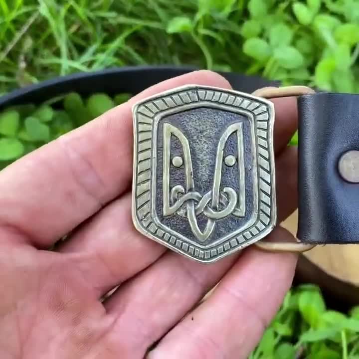 Leather Belt With Handmade Bident Buckle – Inspired by Prince