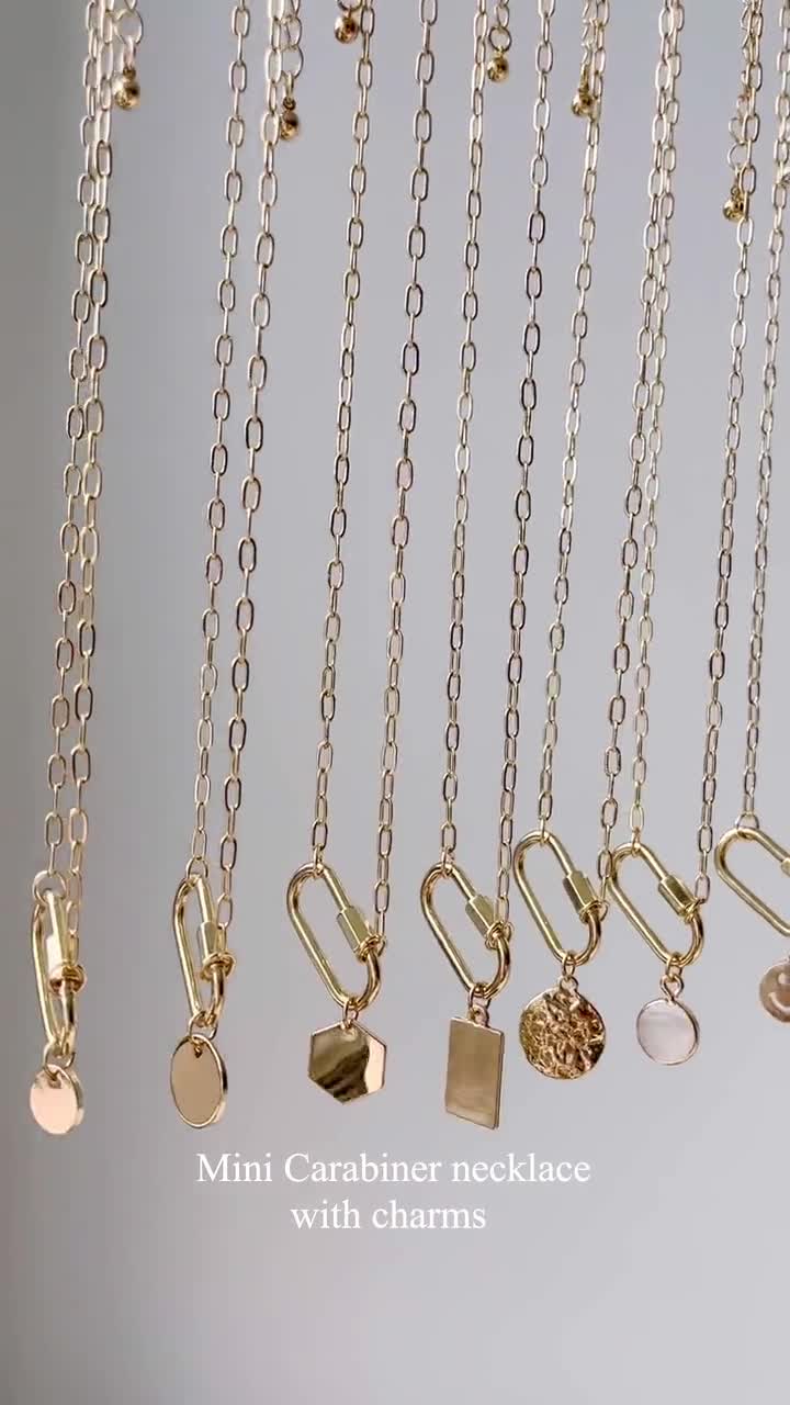 16 Matte Gold Carabiner Necklace, 3 Ext.