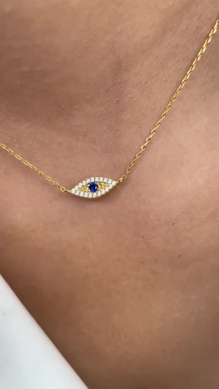 Evil Eye Necklace / Diamond Necklace in 18K White Gold / September 