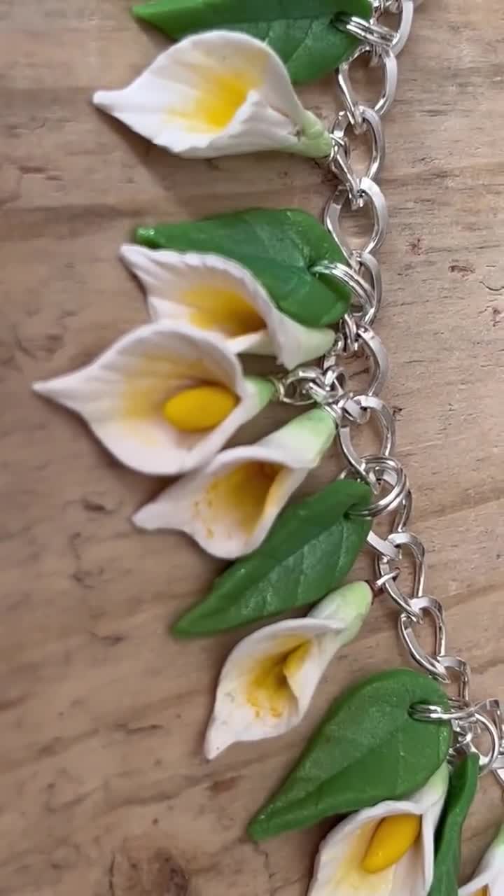 Calla Lily Necklace - Handmade - Summer Necklace, Polymer