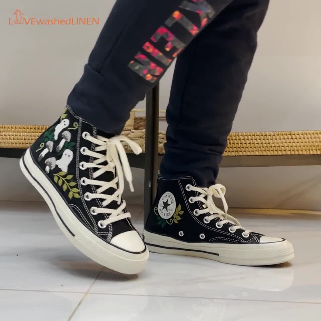 Custom Ghost Converse | Halloween Embroidered Sneakers
