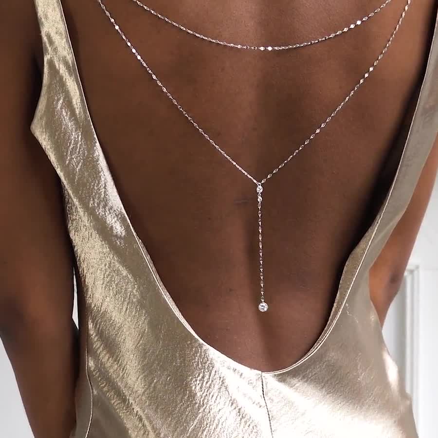 Back Chain Necklace, Open Back Pendant, CZ Charm Necklet, Back Chain  Choker, Thin Collar Necklace, Backless Dress Jewelry, Gift for Her -   Sweden