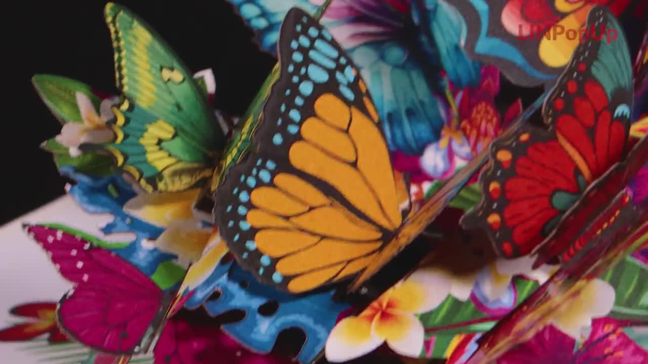 Carte Pop-up « Panier De Fleurs Avec Papillons » – Carte 3D Pour Femme Et Petite Amie (bon