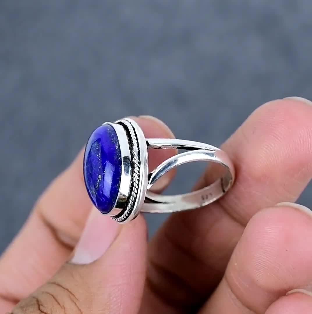 STAR JEWELRY ラピスラズリリング オーバル 約1cm SV925 オーバルラピスラズリリング：酸化925スターリングシルバー、調節可能