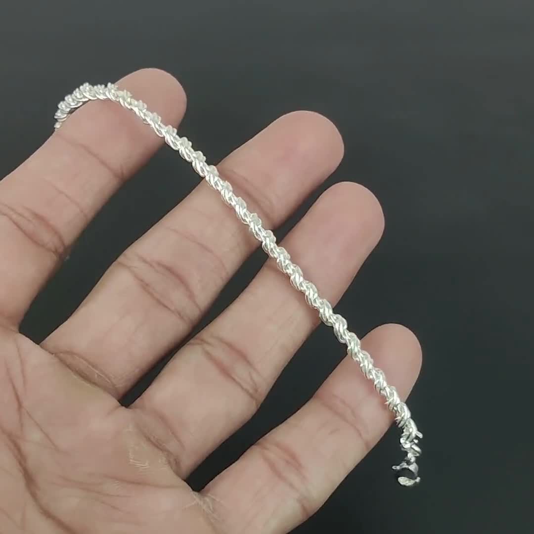 925 Sterling Silver Twisted Rope Chain Bracelet | Elegant Braided