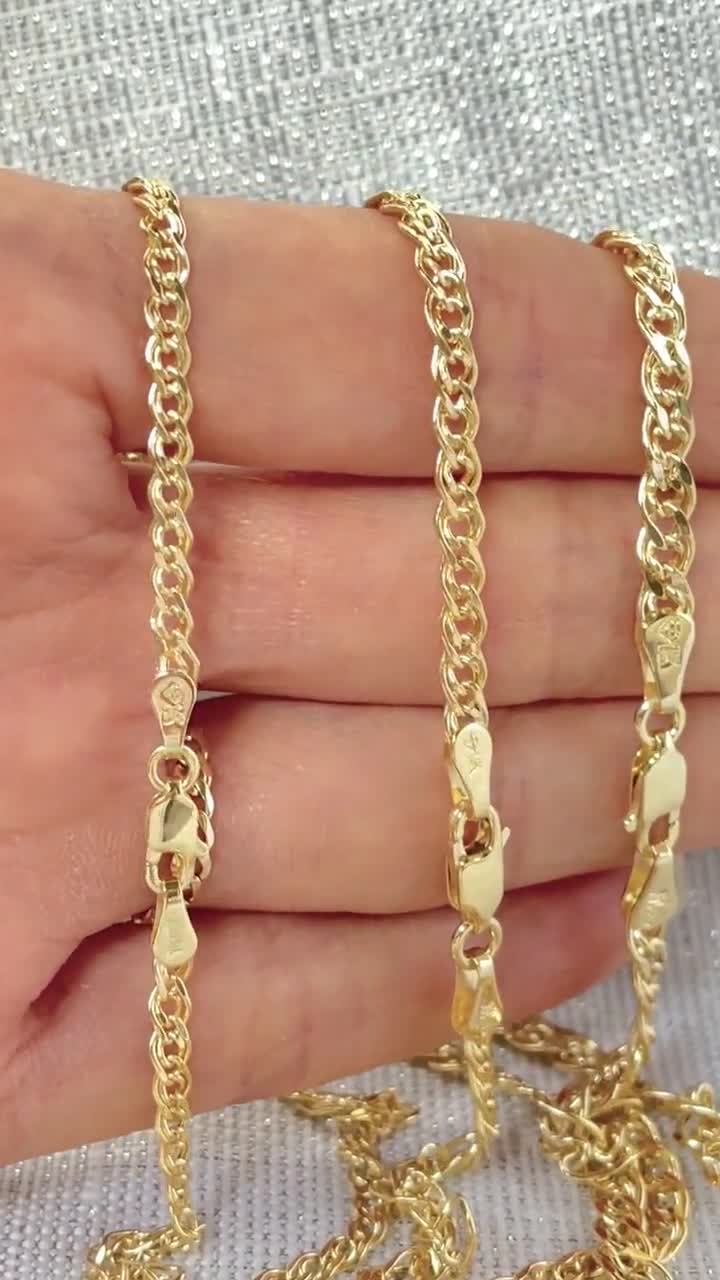Jewelheart 14K Real Gold Link Chain Necklace - 2mm Diamond Cut Cable Chain - Dainty 10K Gold Necklace for Women Girls 14-24