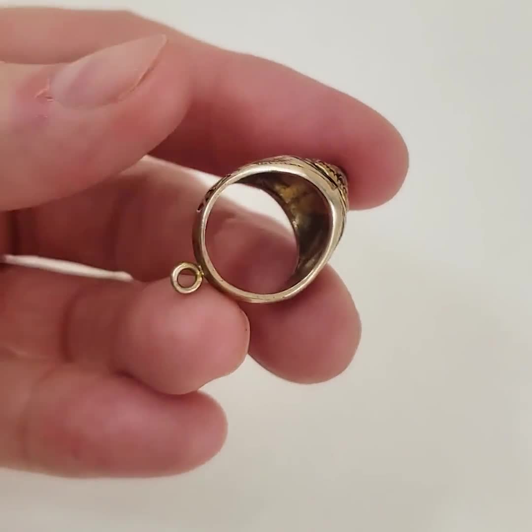 Vintage US Army Charm Ring - Gold-plated Silver - Small