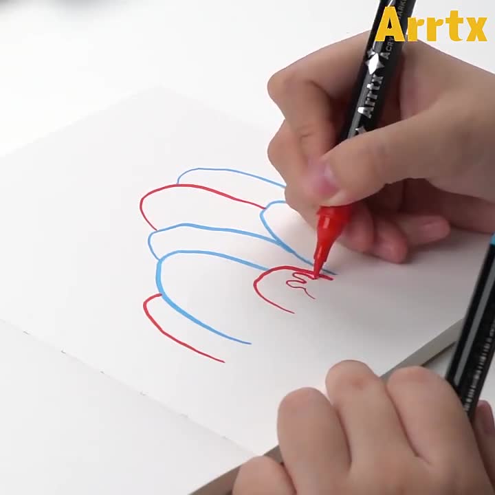 Arrtx 24 Colors Sketching Markers Dual Brush Acrylic Paint Marker Pens On  Rock Glass Canvas Metal