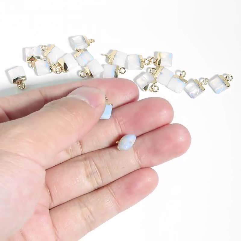 Opalite Faceted Square Earring Charms Brass Square Pendant Opalite Faceted Square Earring Charms Brass Square Pendant