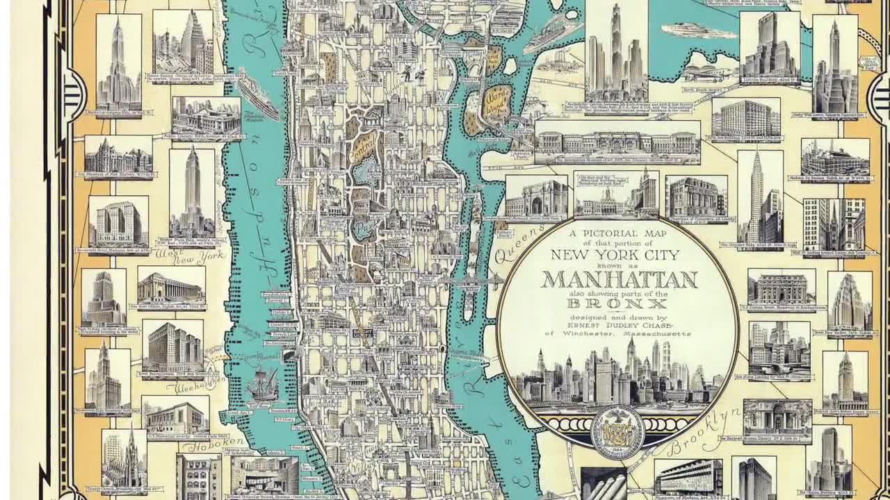 マンハッタンの地図（ニューヨーク市）7サイズ（40x53インチ、100 x
