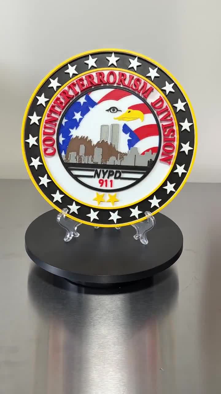 NYPD Counterterrorism Division 3D Plaque First Responder Wall Art