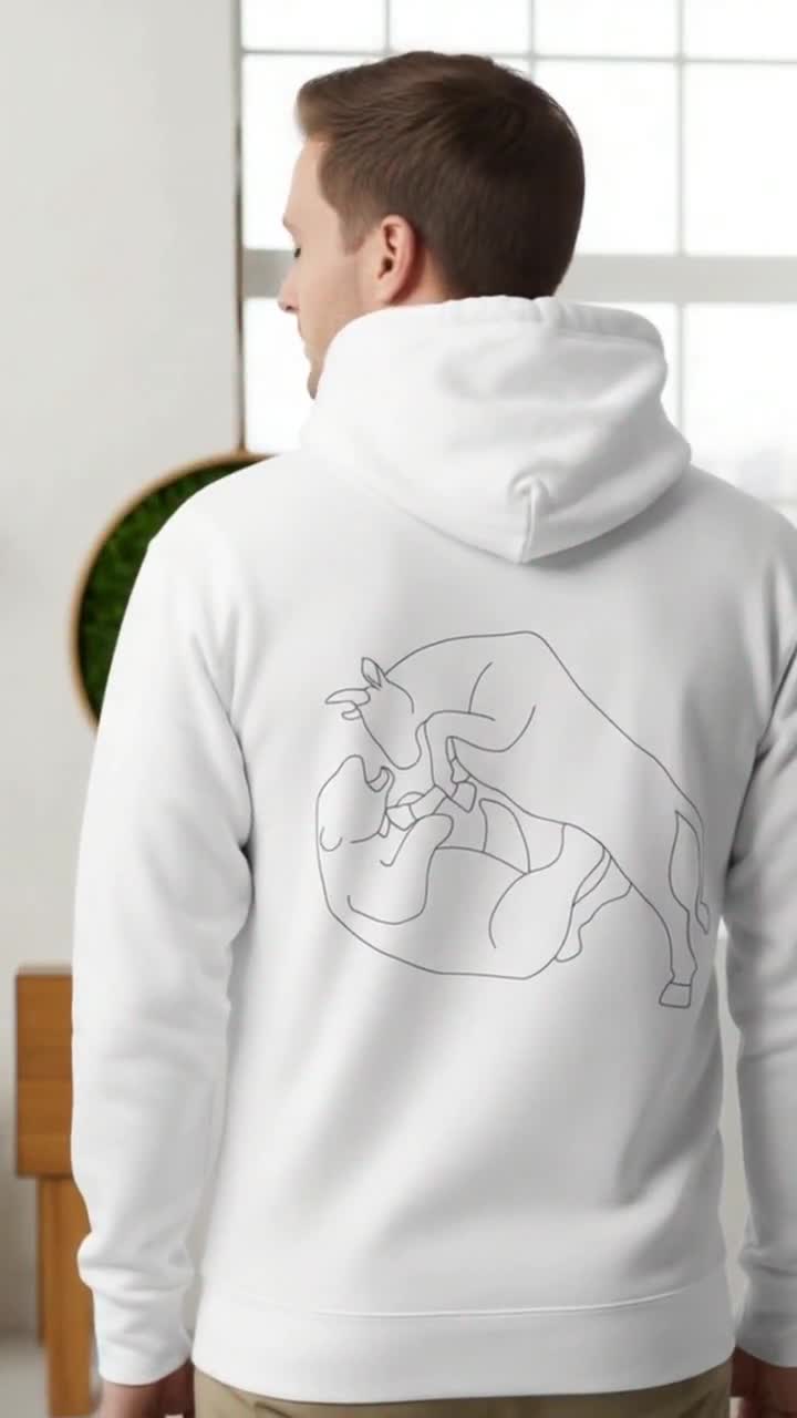 Bull vs Bear Hoodie | Crypto Jumper Unisex | Gift for trader boyfriends |  Aesthetic Minimal Animals Fine Line Drawing Fight Win or Lose