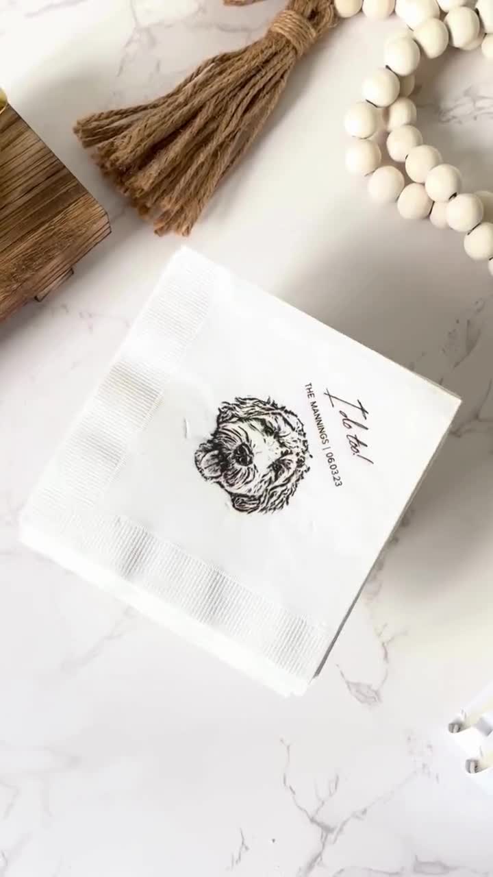 Custom Dog Wedding Napkins Using Pet Photo Personalized Dog Cocktail Wedding Serviettes Custom Cat Napkins Dog Birthday Decorations Napkins video poster